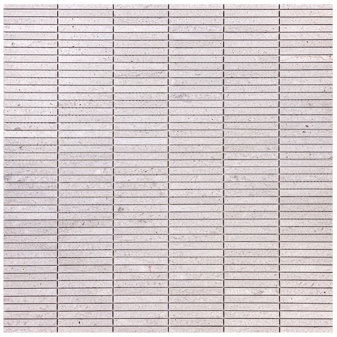 White Sandstone White Travertine Honed Slim Strip Rectangle Marble Mosaic
