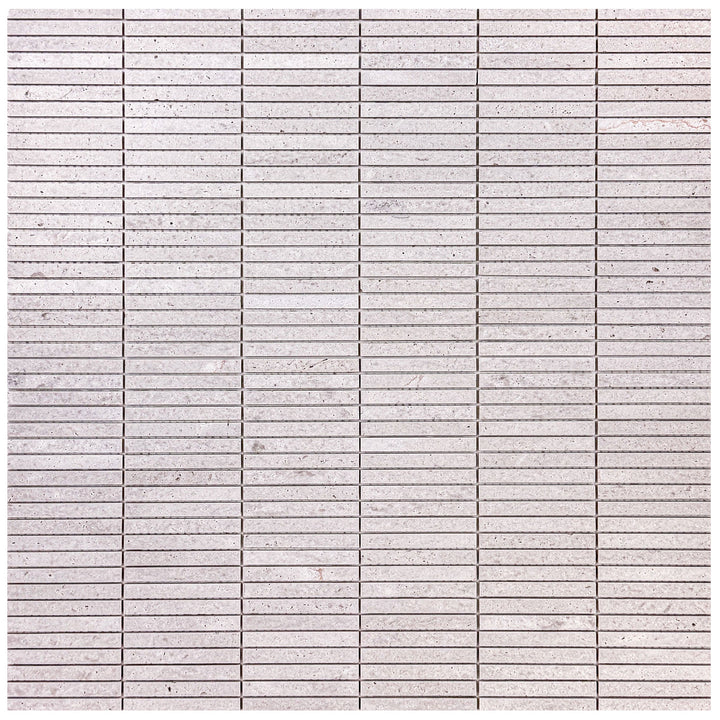 White Sandstone White Travertine Honed Slim Strip Rectangle Marble Mosaic