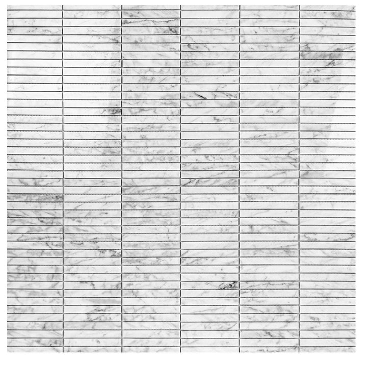 Carrara White Series Polished Slim Strip Rectangle Marble Mosaic Tile, grey marble finish, polished surface