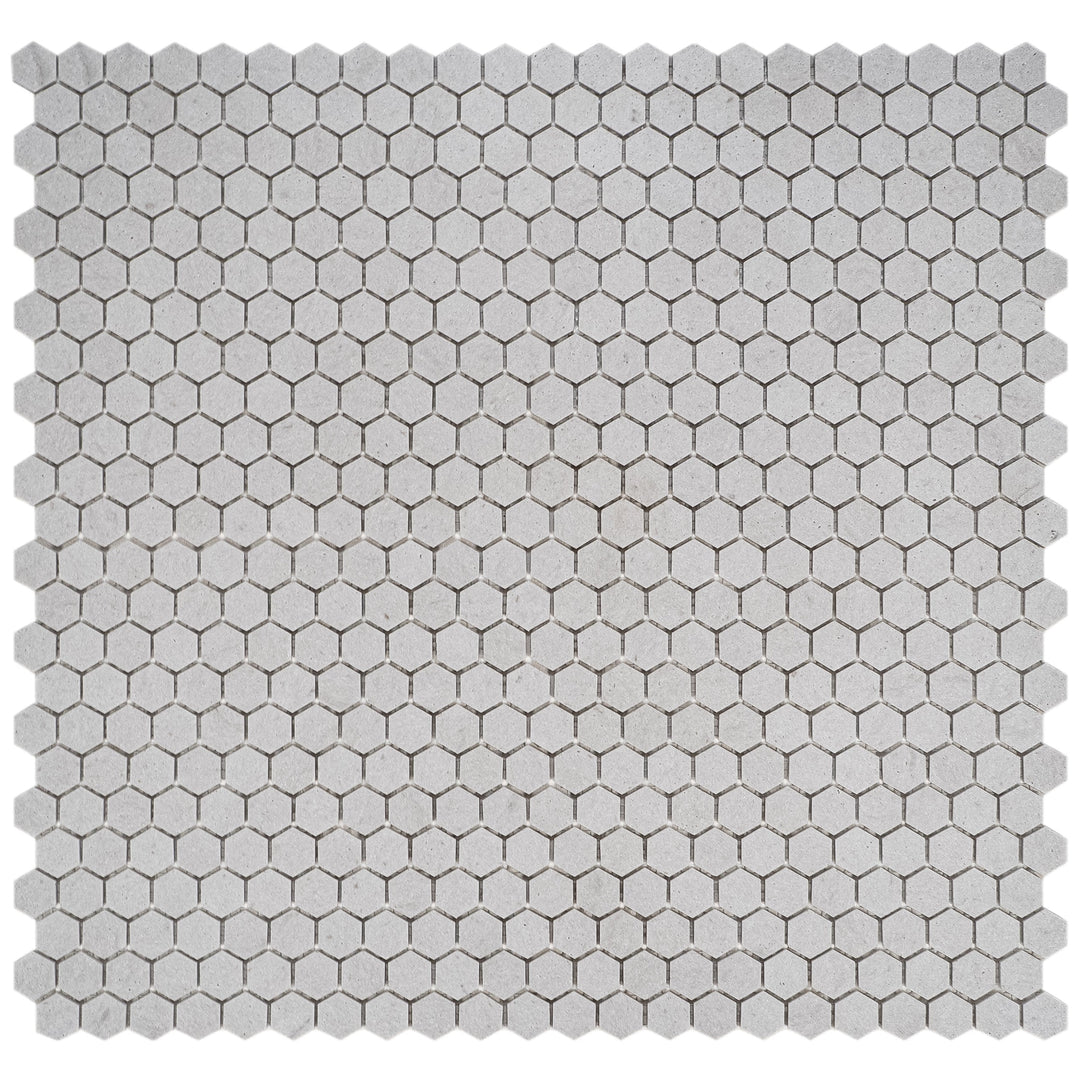 White Sandstone White Travertine Honed Hexagon Marble Mosaic