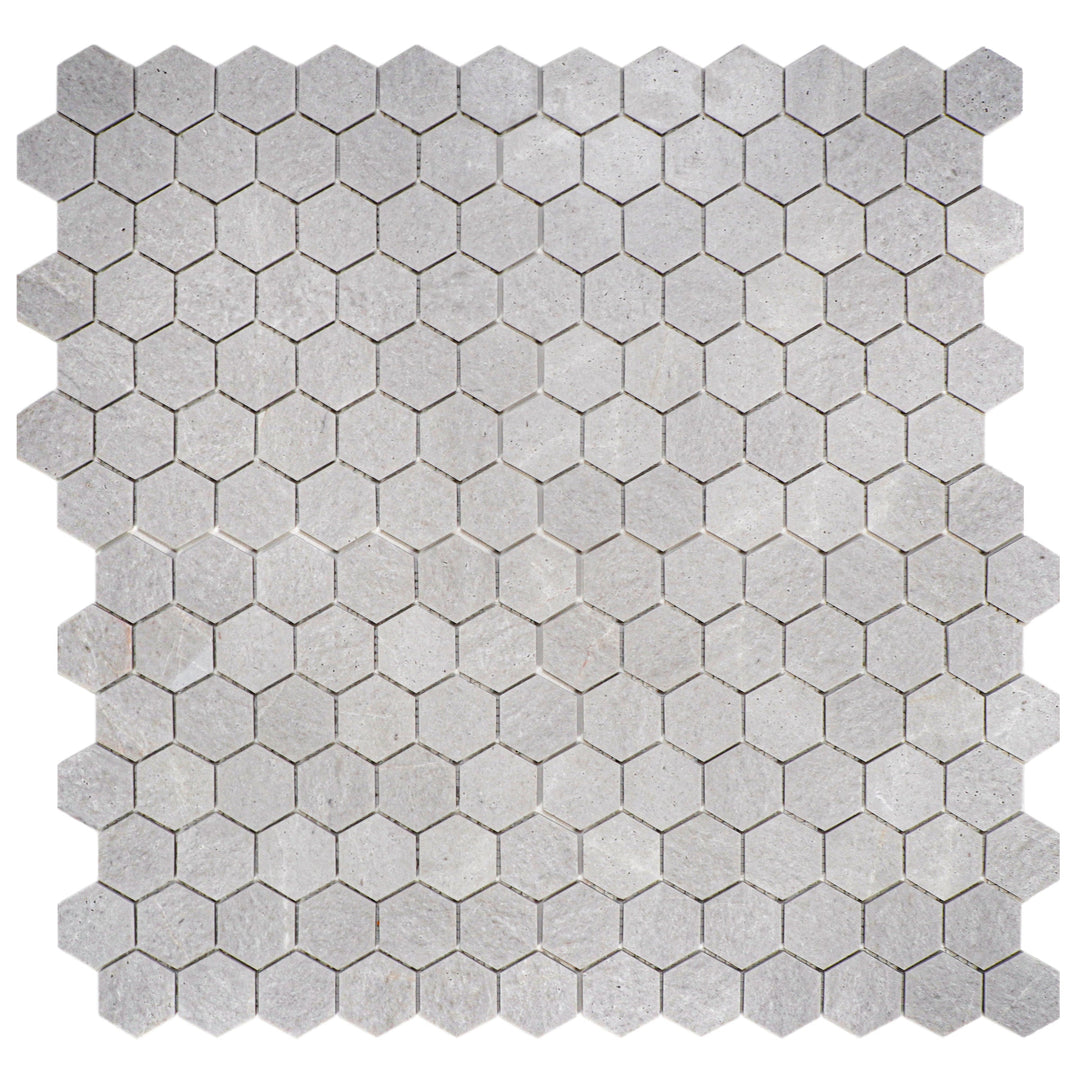White Sandstone White Travertine Honed Hexagon Marble Mosaic