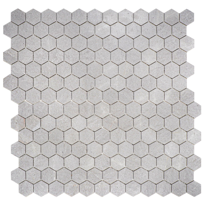 White Sandstone White Travertine Honed Hexagon Marble Mosaic