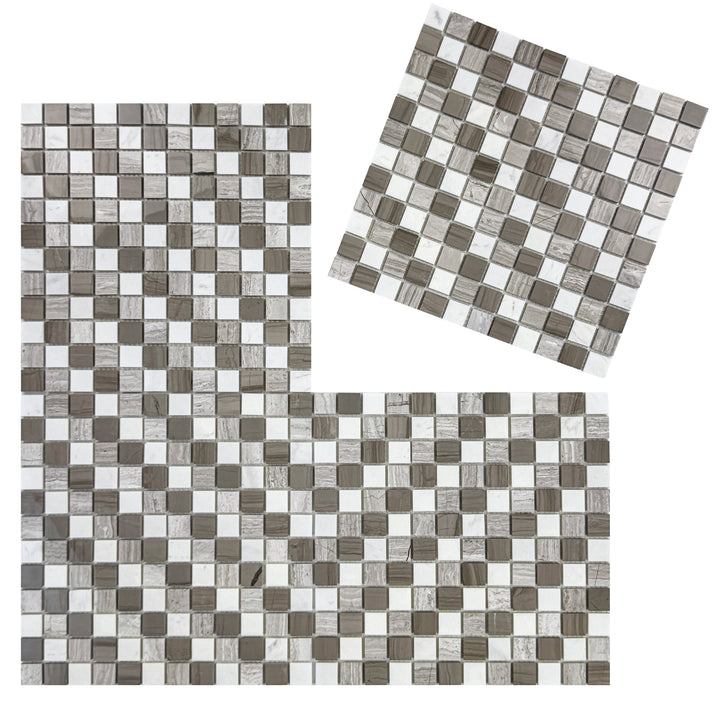 Wood Vein Mix White Polished Regular Pattern Mosaic