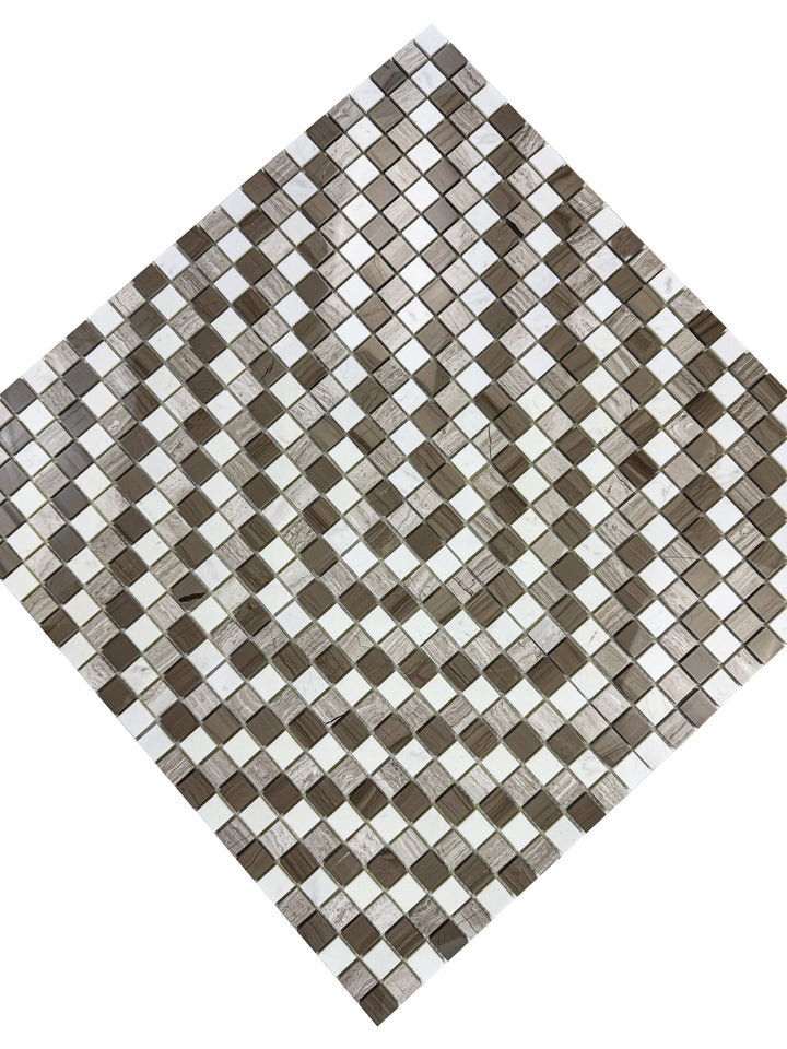 Wood Vein Mix White Polished Regular Pattern Mosaic