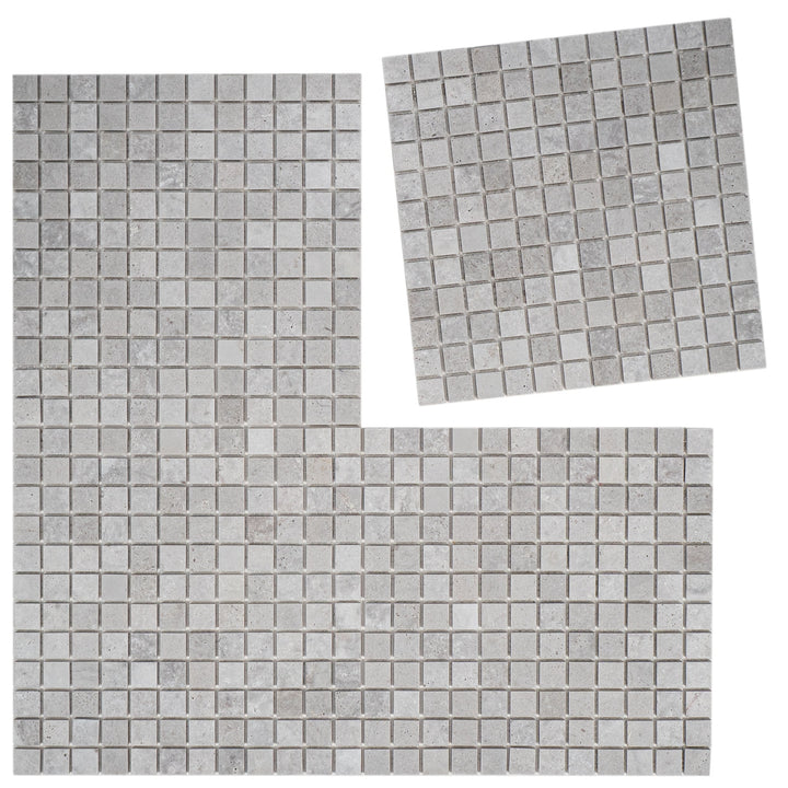 White Sandstone White Travertine Honed Square Marble Mosaic