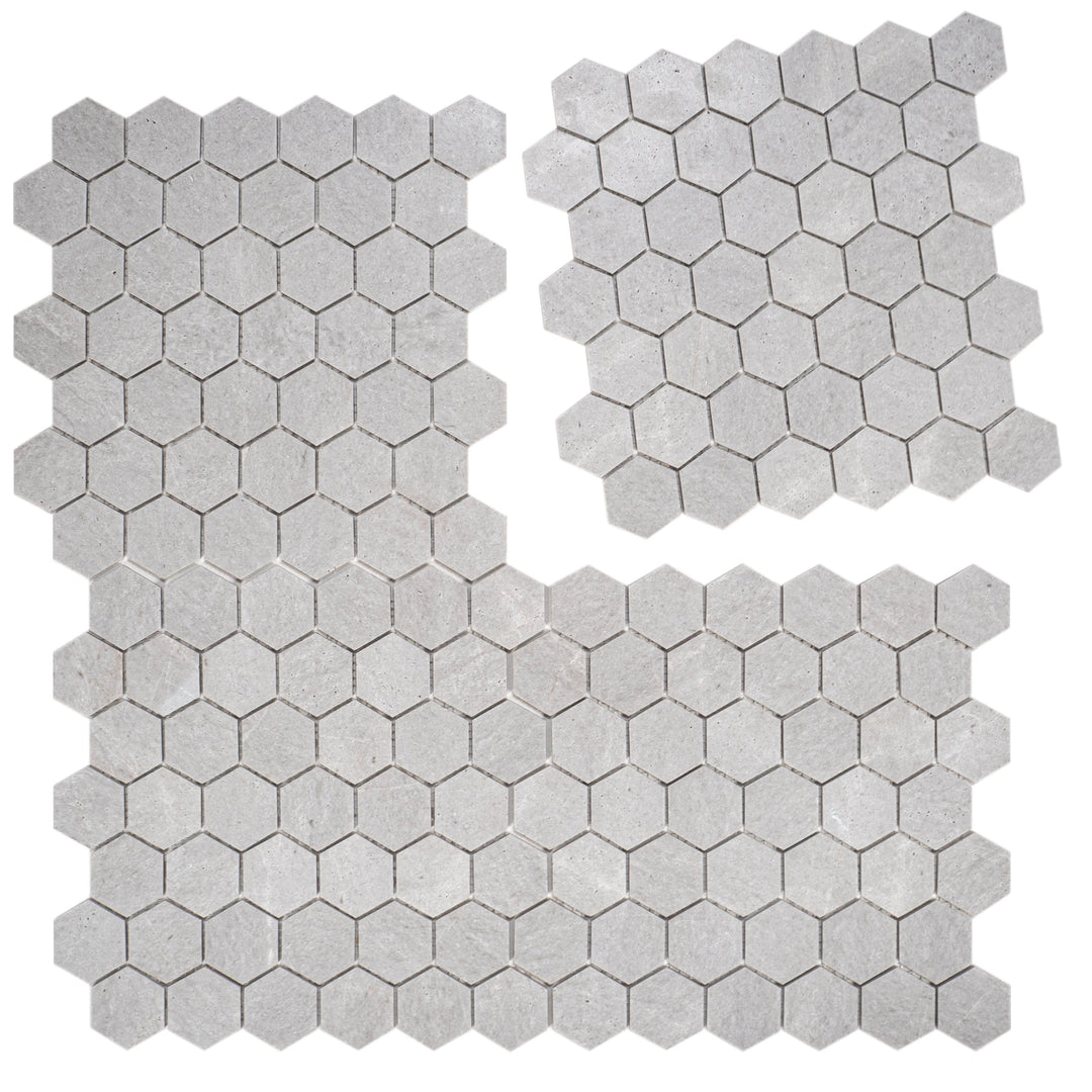 White Sandstone White Travertine Honed Hexagon Marble Mosaic