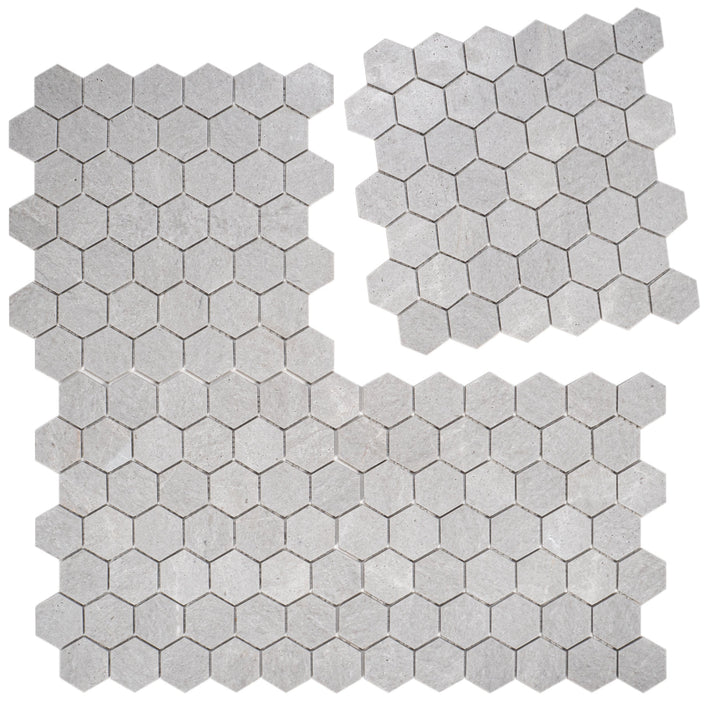 White Sandstone White Travertine Honed Hexagon Marble Mosaic