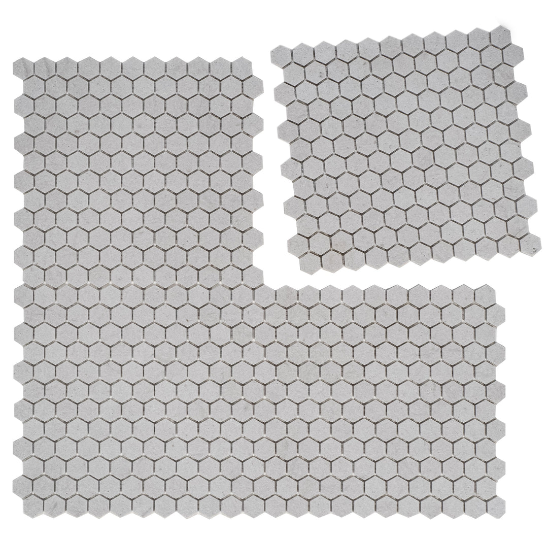 White Sandstone White Travertine Honed Hexagon Marble Mosaic