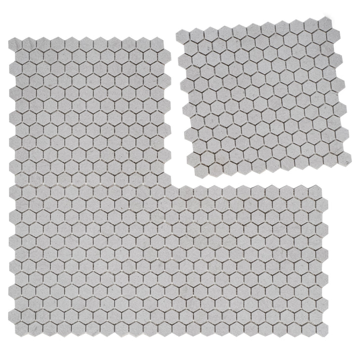 White Sandstone White Travertine Honed Hexagon Marble Mosaic