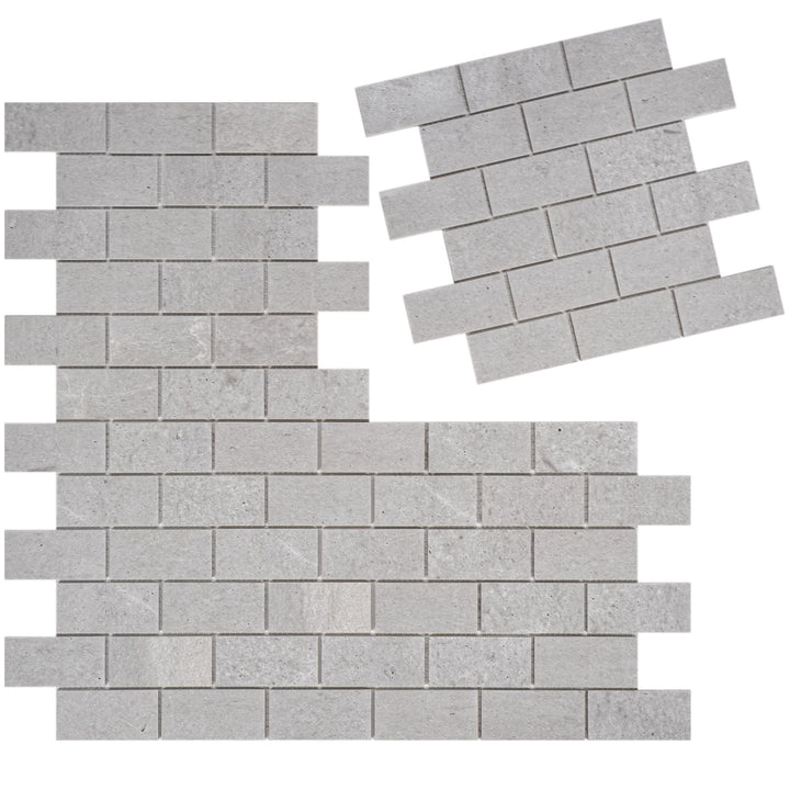 White Sandstone White Travertine Honed Brick Pattern Marble Mosaic