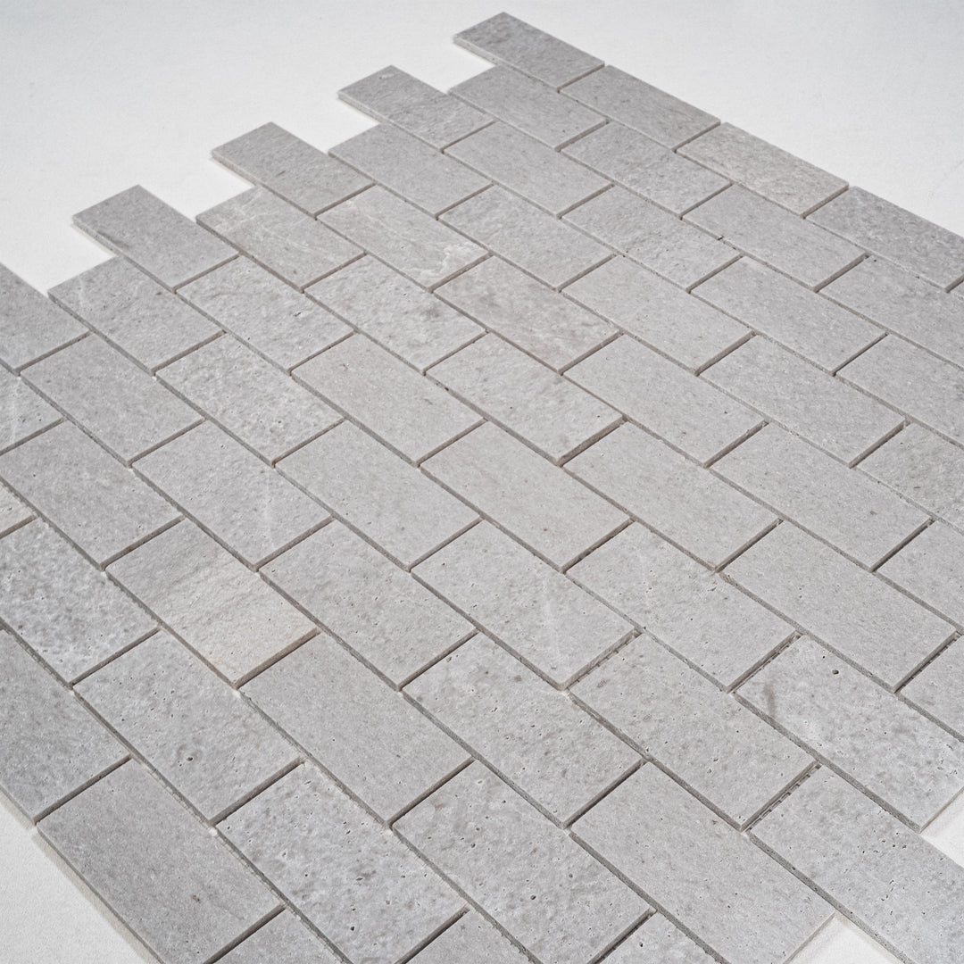 White Sandstone White Travertine Honed Brick Pattern Marble Mosaic