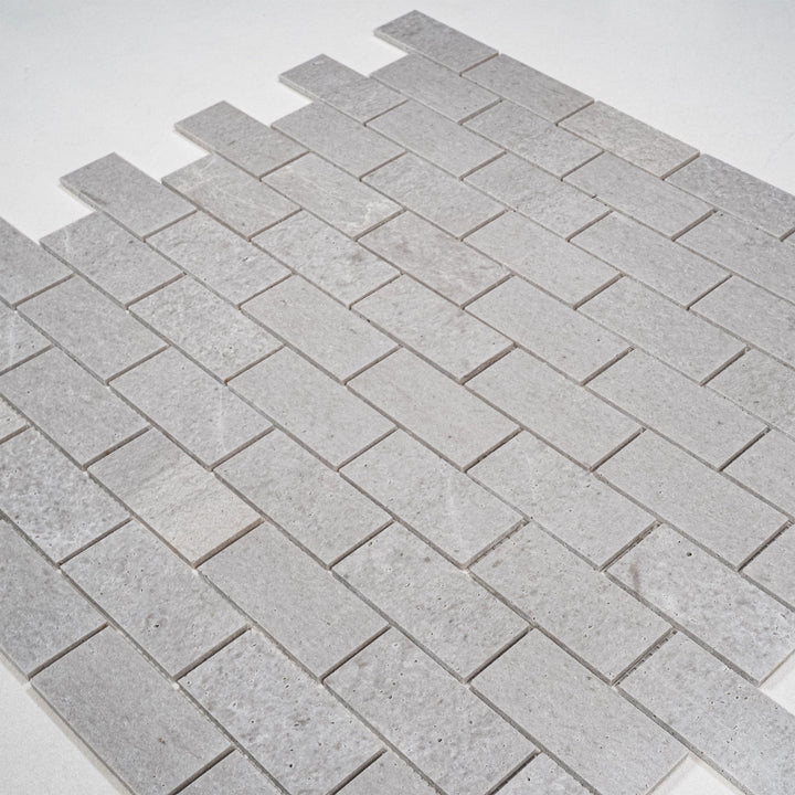 White Sandstone White Travertine Honed Brick Pattern Marble Mosaic