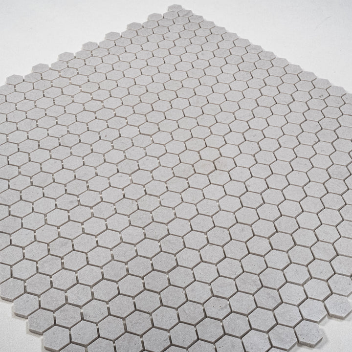 White Sandstone White Travertine Honed Hexagon Marble Mosaic