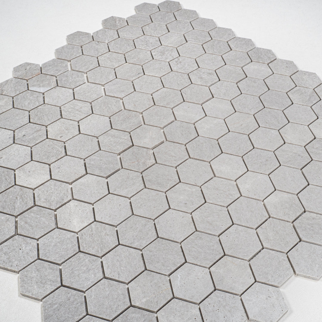 White Sandstone White Travertine Honed Hexagon Marble Mosaic