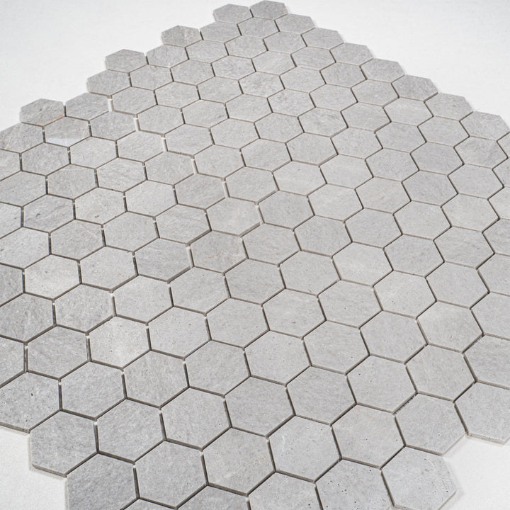White Sandstone White Travertine Honed Hexagon Marble Mosaic