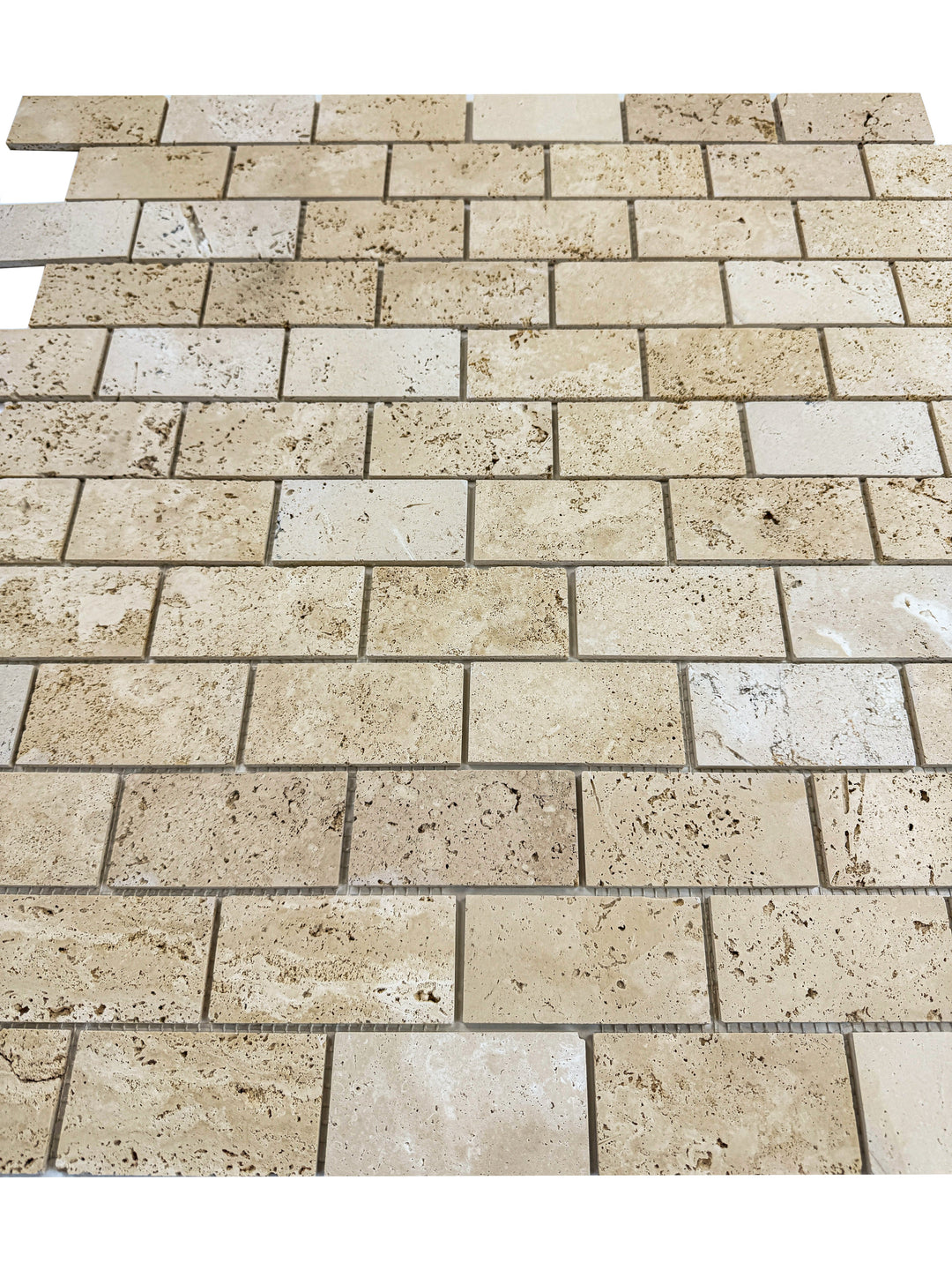Beige Sandstone Light Beige  Honed Brickwork Pattern Rectangle Travertine Marble Mosaic