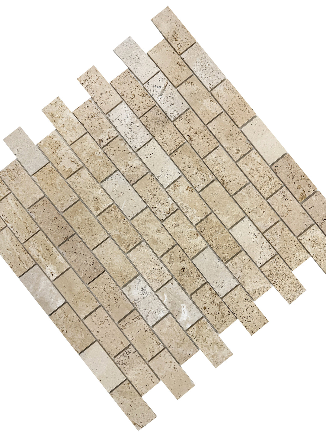Beige Sandstone Light Beige  Honed Brickwork Pattern Rectangle Travertine Marble Mosaic