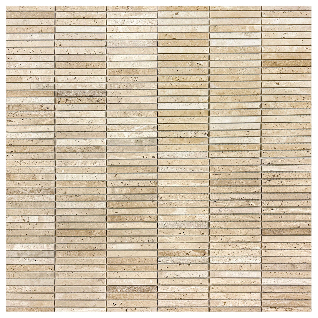 Beige Sandstone Light Beige Honed Slim Strip Rectangle Marble Mosaic