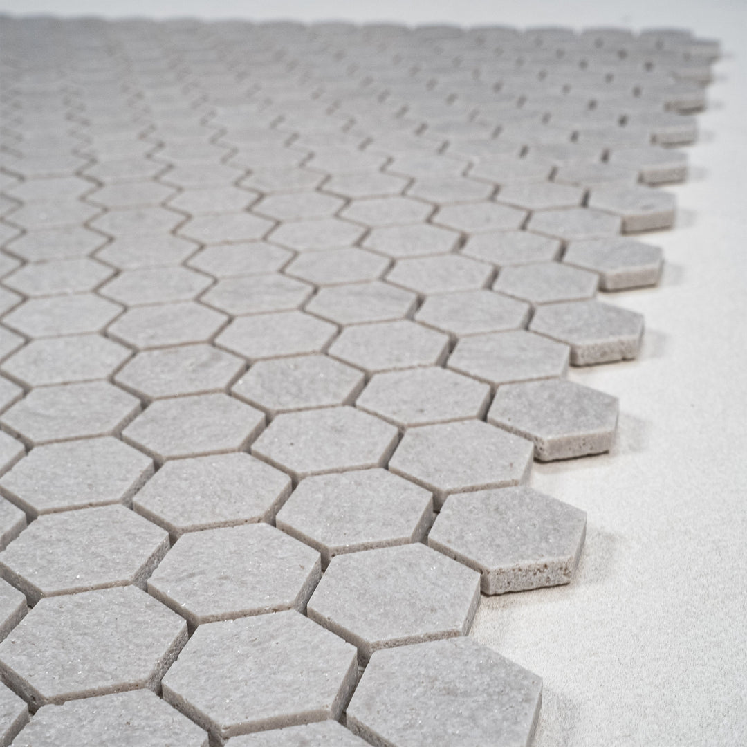 White Sandstone White Travertine Honed Hexagon Marble Mosaic
