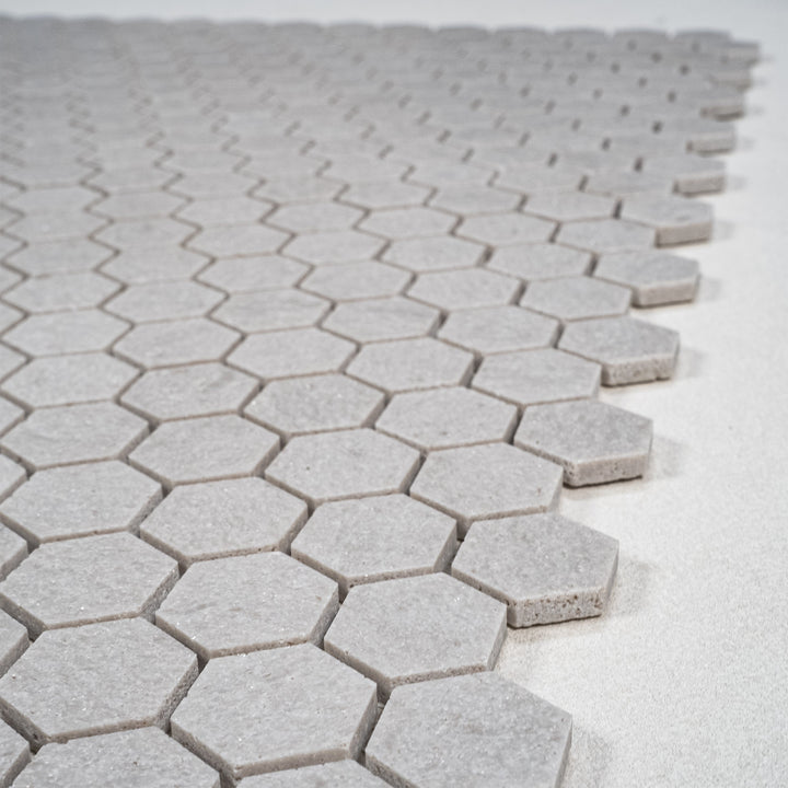 White Sandstone White Travertine Honed Hexagon Marble Mosaic