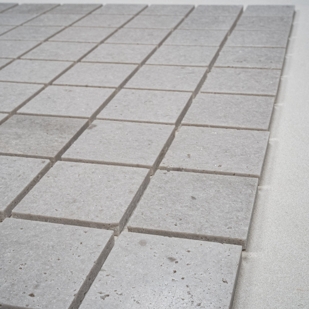 White Sandstone White Travertine Honed Square Marble Mosaic