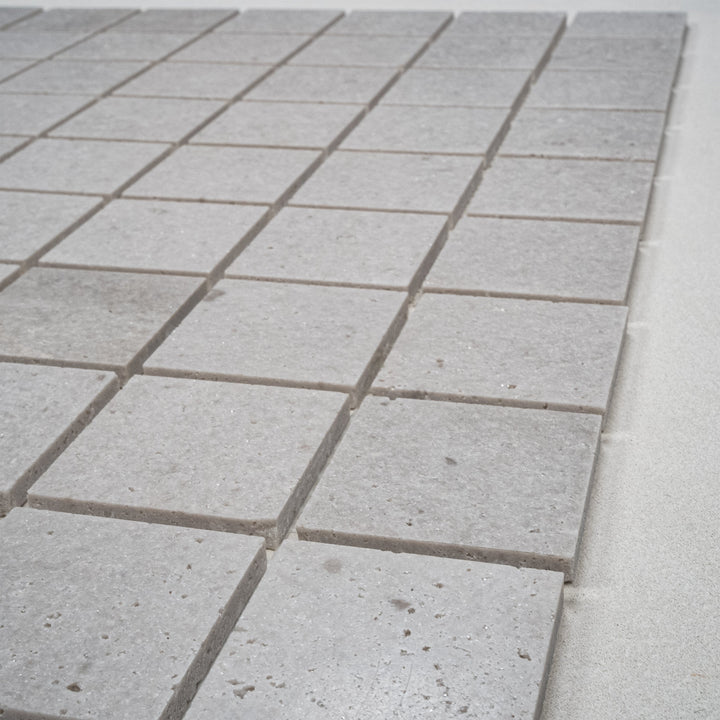 White Sandstone White Travertine Honed Square Marble Mosaic