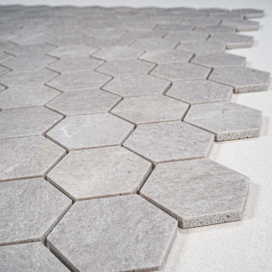 White Sandstone White Travertine Honed Hexagon Marble Mosaic