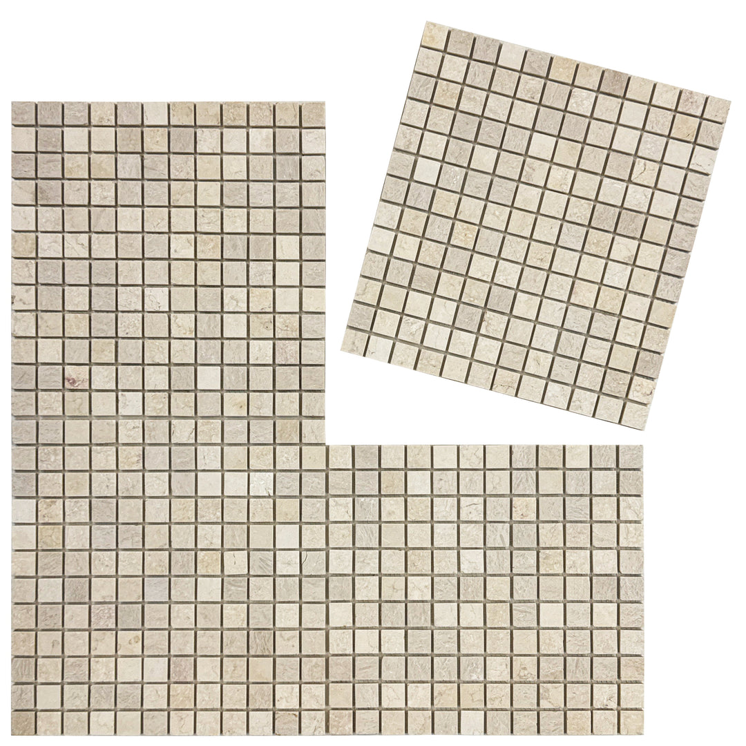 Beige Sandstone Light Beige  Honed Square Travertine Marble Mosaic