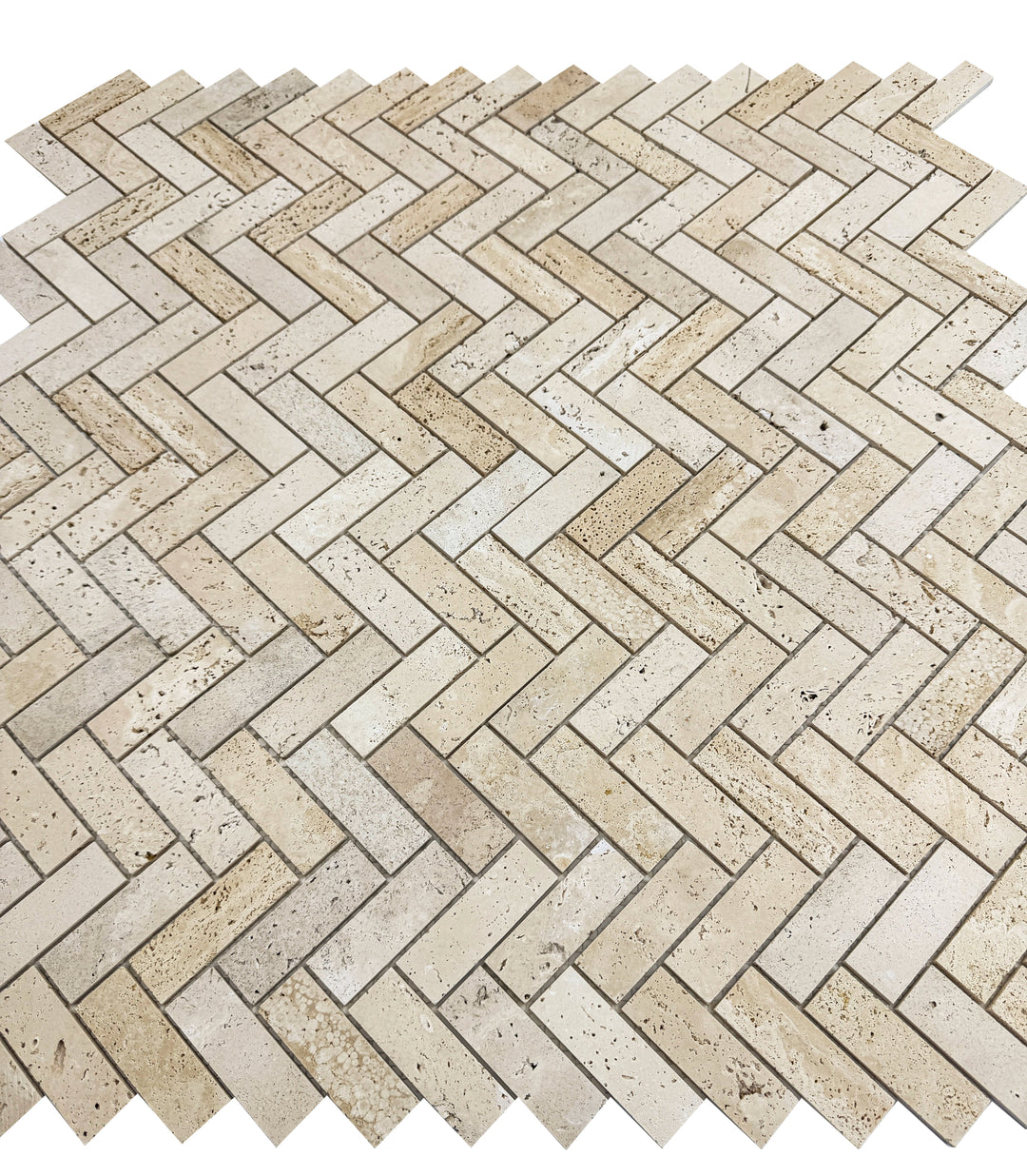 Beige Sandstone Light Beige  Honed Herringbone Travertine Marble Mosaic