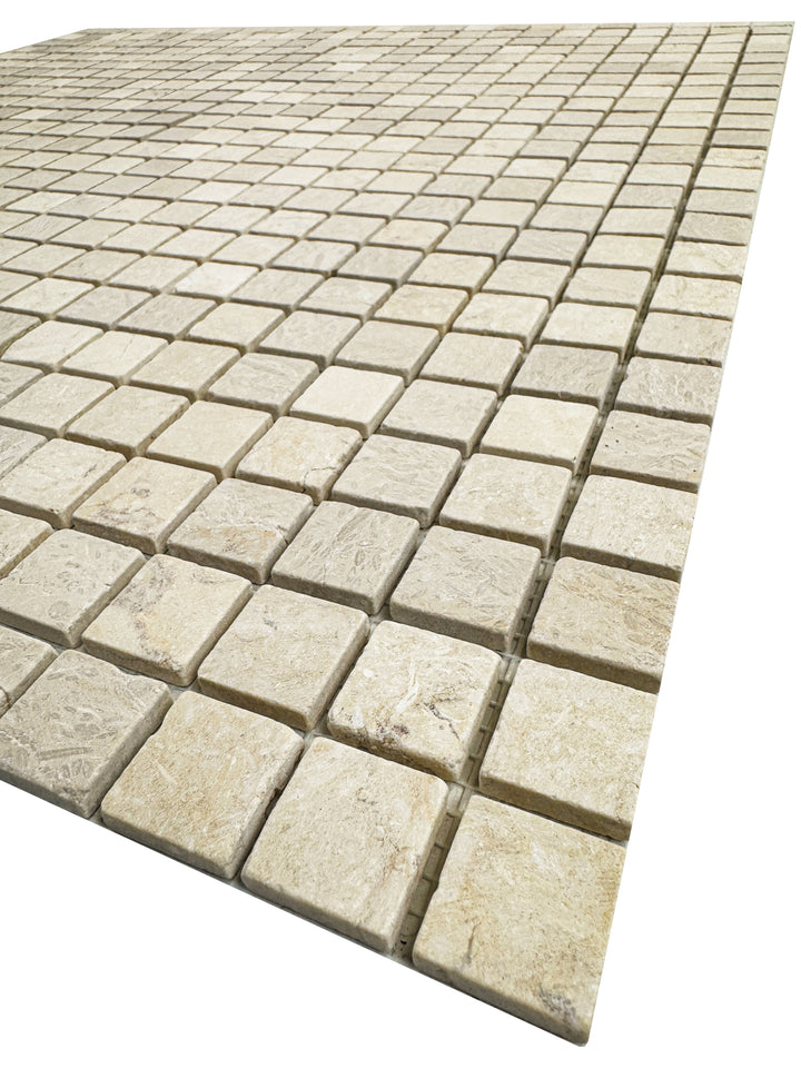 Beige Sandstone Light Beige  Honed Square Travertine Marble Mosaic