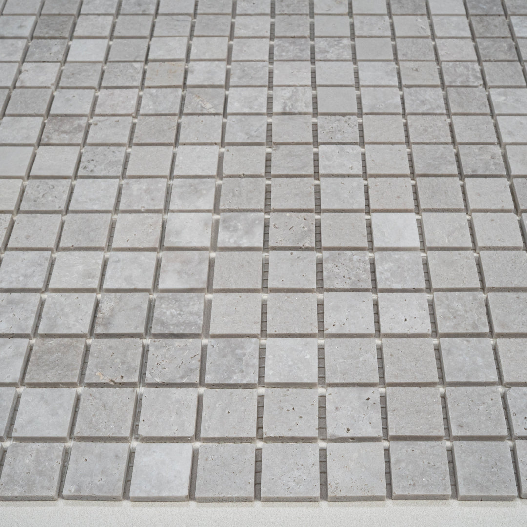 White Sandstone White Travertine Honed Square Marble Mosaic