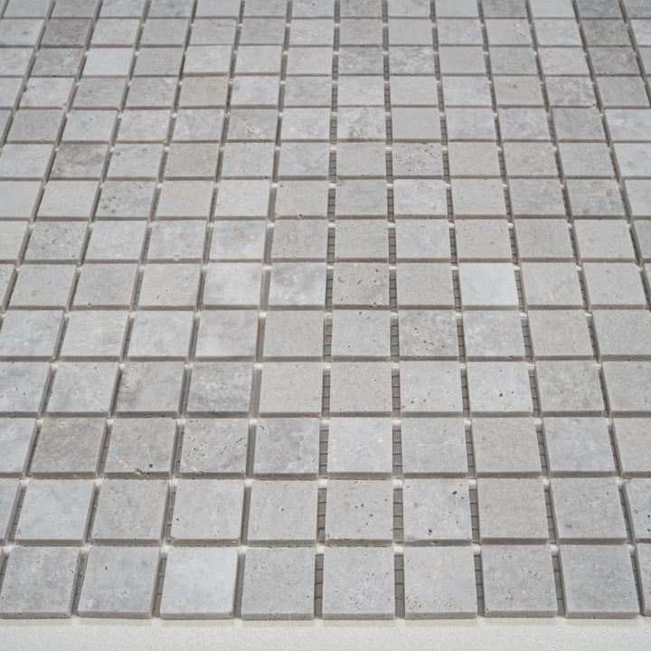 White Sandstone White Travertine Honed Square Marble Mosaic