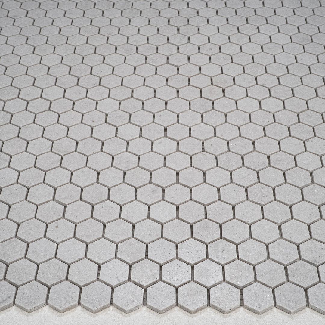 White Sandstone White Travertine Honed Hexagon Marble Mosaic
