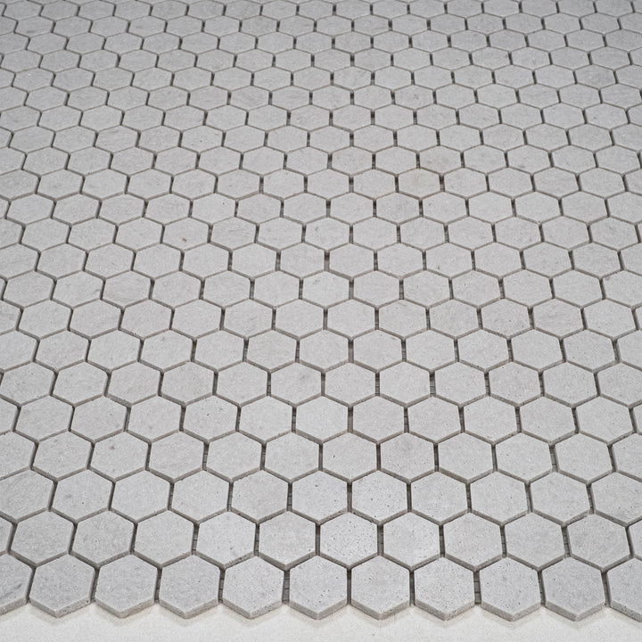 White Sandstone White Travertine Honed Hexagon Marble Mosaic