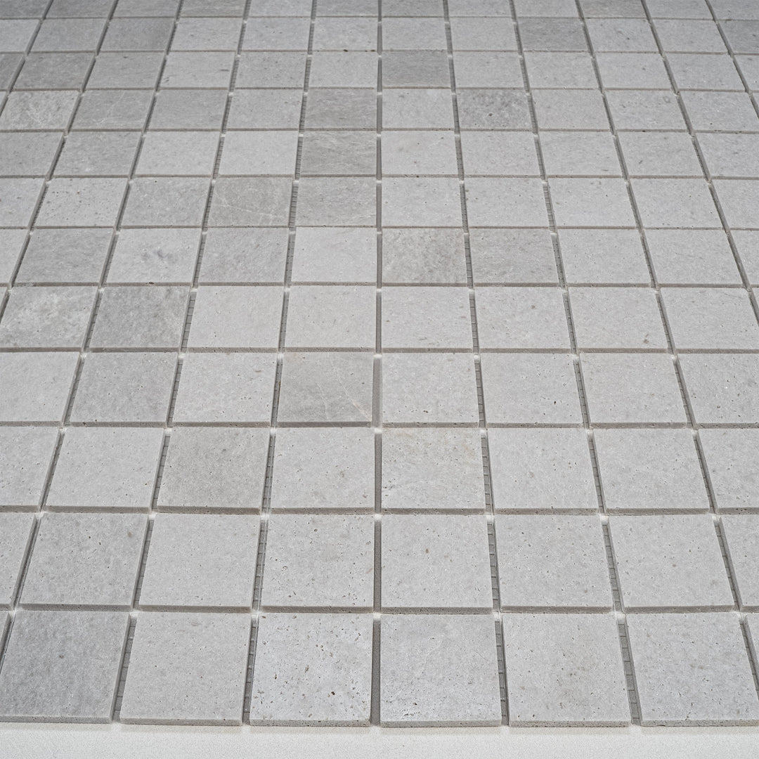 White Sandstone White Travertine Honed Square Marble Mosaic