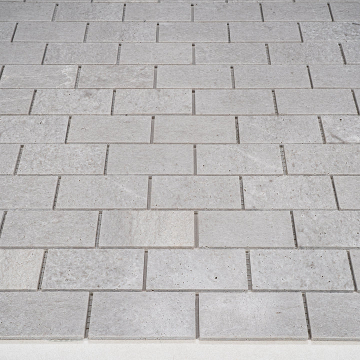 White Sandstone White Travertine Honed Brick Pattern Marble Mosaic