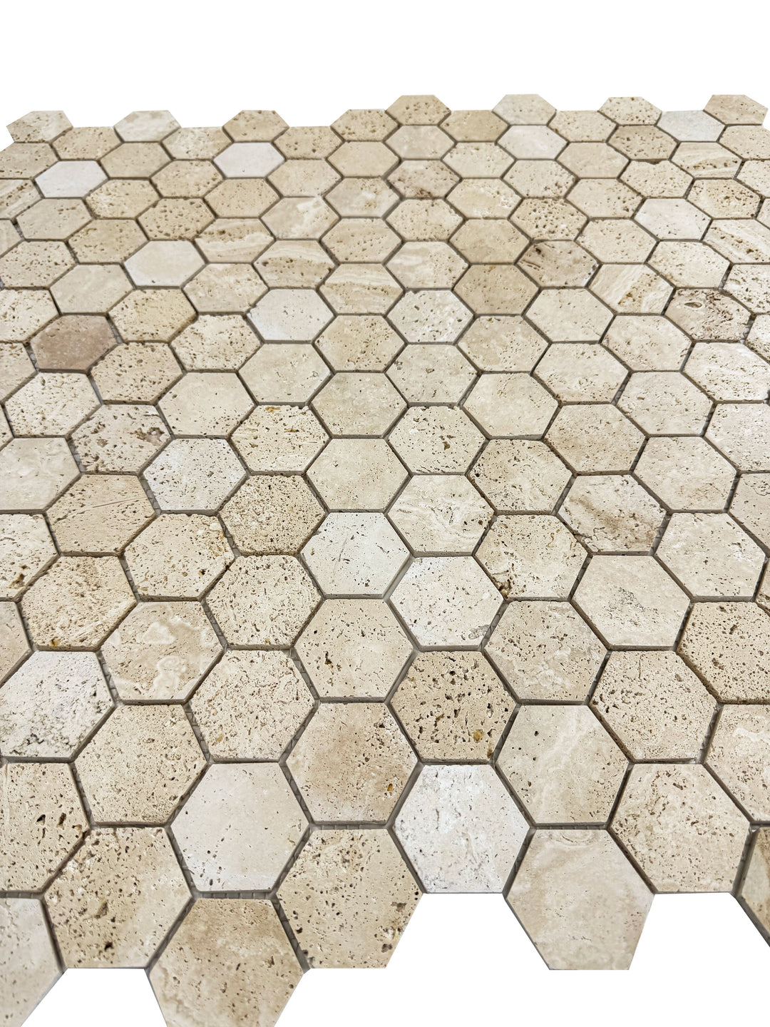 Beige Sandstone Light Beige  Honed Hexagon Travertine Marble Mosaic
