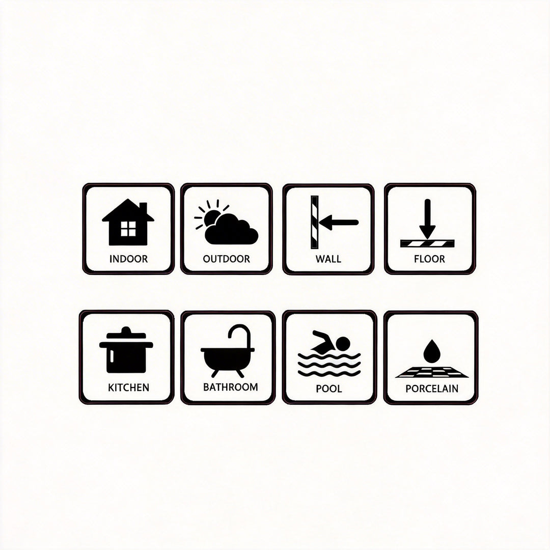 Set of black icons on a white background, each representing different conditions or categories.
