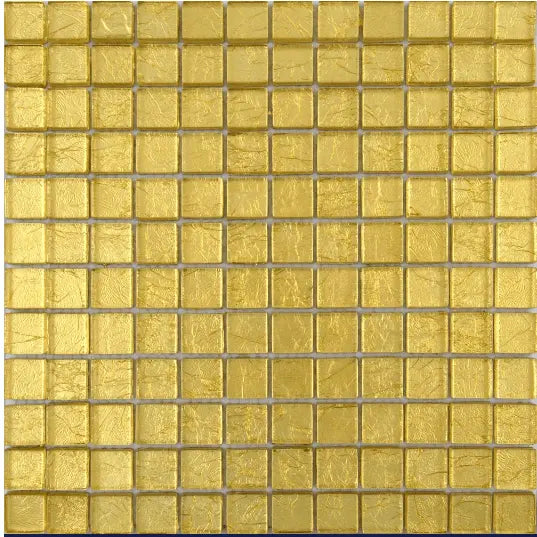 Alexandria Gold Glass Mosaic Tile 30cm x 30cm