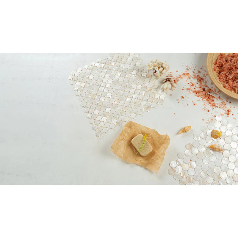 Handmade Beige Scallop Mother Of Pearl Mosaic Tile