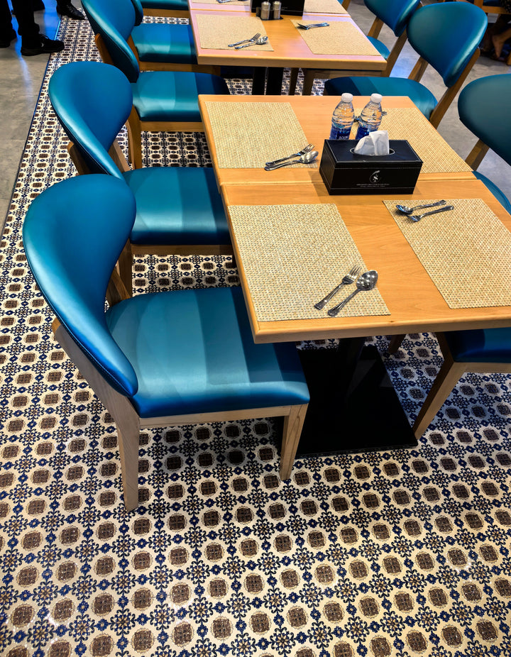 Cream, Brown & Blue Sahara Pearl Moroccan Tile