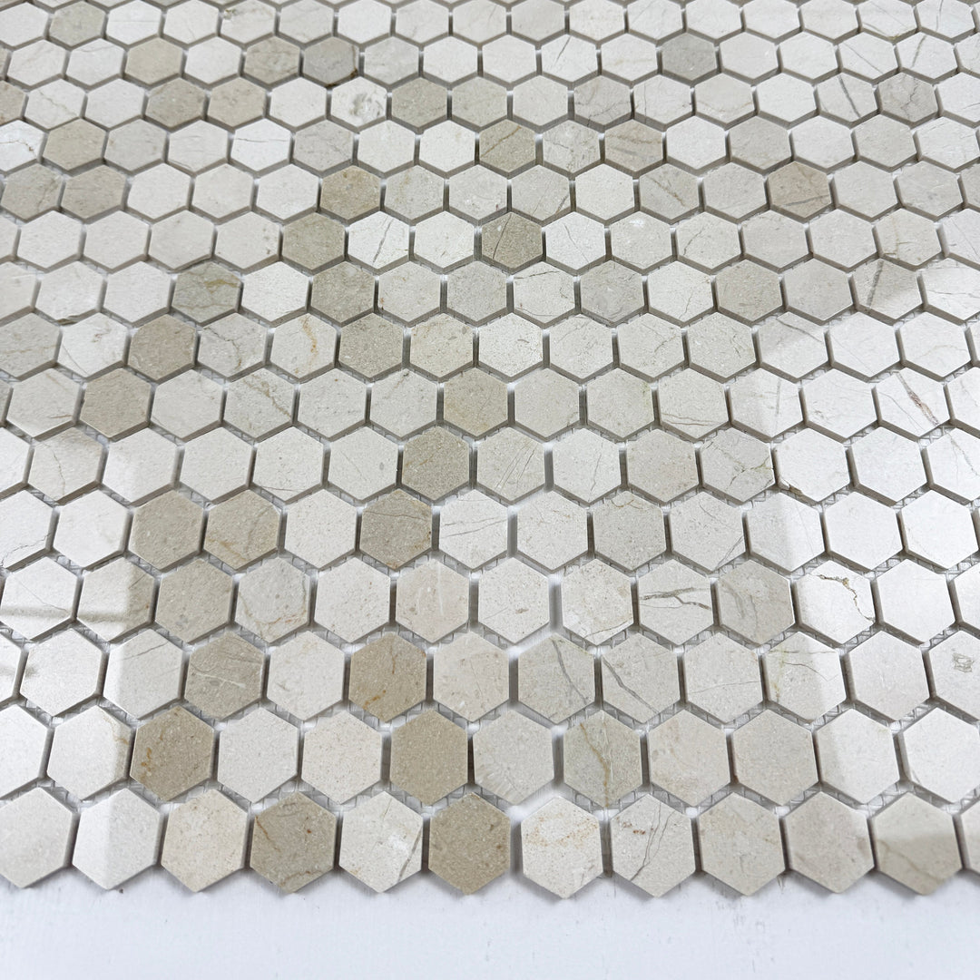 Sand Veil Cream Marfil  Polished Hexagon Marble Mosaic