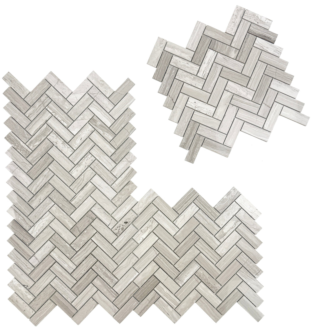 Marble Luxe Series Vein Polished Herringbone Marble Mosaic
