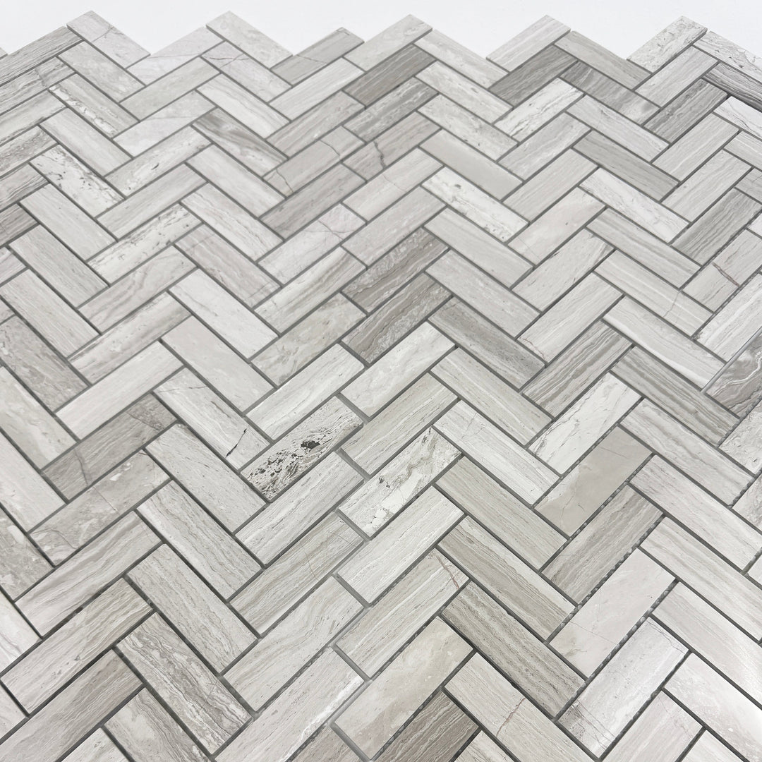 Marble Luxe Series Vein Polished Herringbone Marble Mosaic