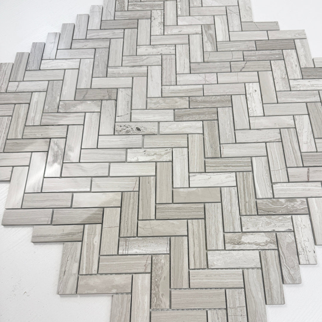 Marble Luxe Series Vein Polished Herringbone Marble Mosaic
