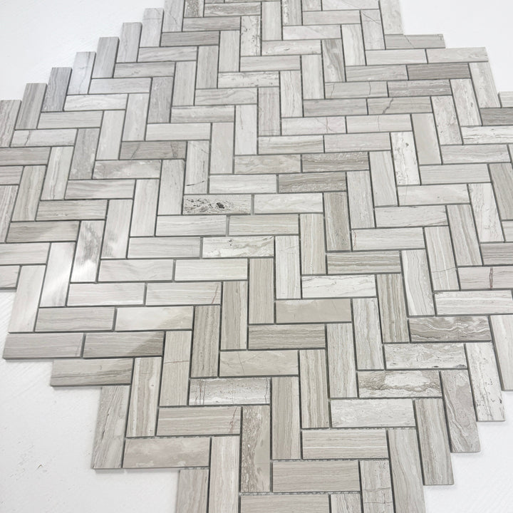 Marble Luxe Series Vein Polished Herringbone Marble Mosaic