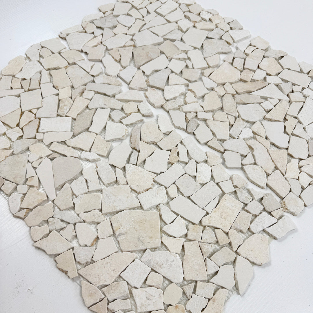 Celvive Stone Sunny Beige Honed Irregular Shape Marble Mosaic