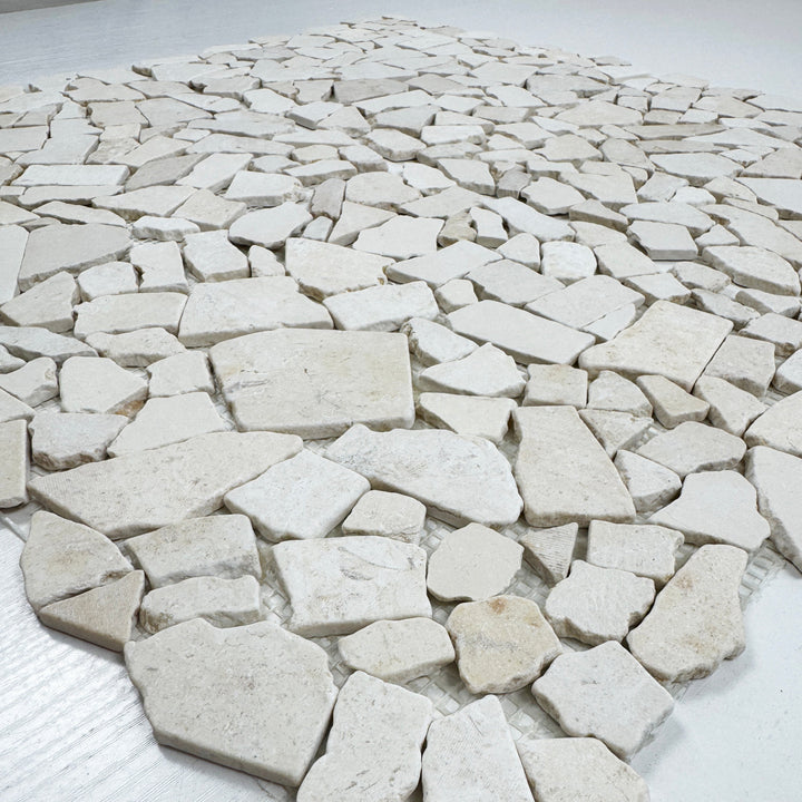 Celvive Stone Sunny Beige Honed Irregular Shape Marble Mosaic
