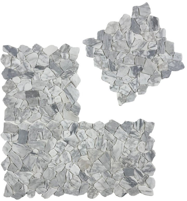 Celvive Stone Carrara White Honed Irregular Shape Marble Mosaic
