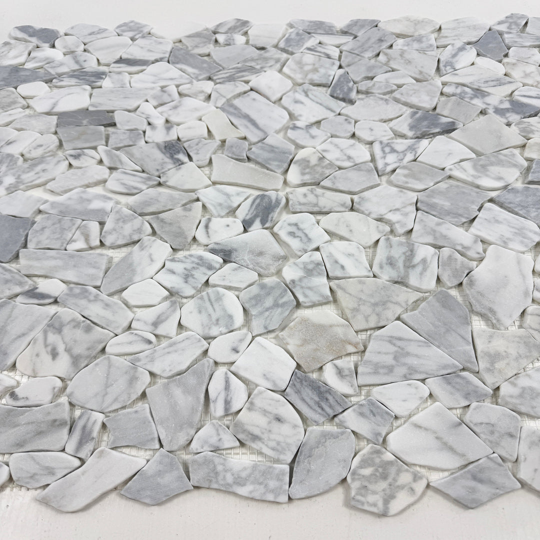 Celvive Stone Carrara White Honed Irregular Shape Marble Mosaic